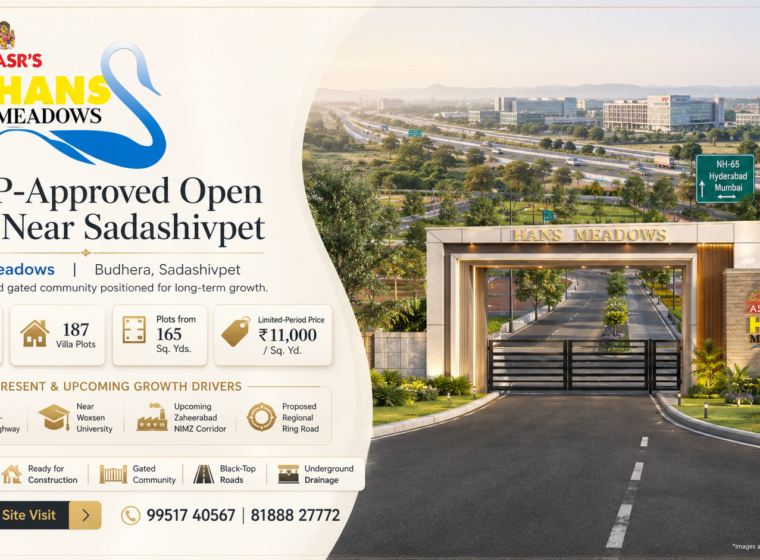 DTCP-approved open plots near Sadashivpet at Hans Meadows in Budhera