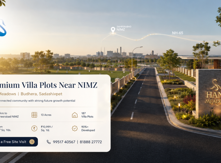 Premium villa plots near Zaheerabad NIMZ at Hans Meadows Budhera near Sadashivpet